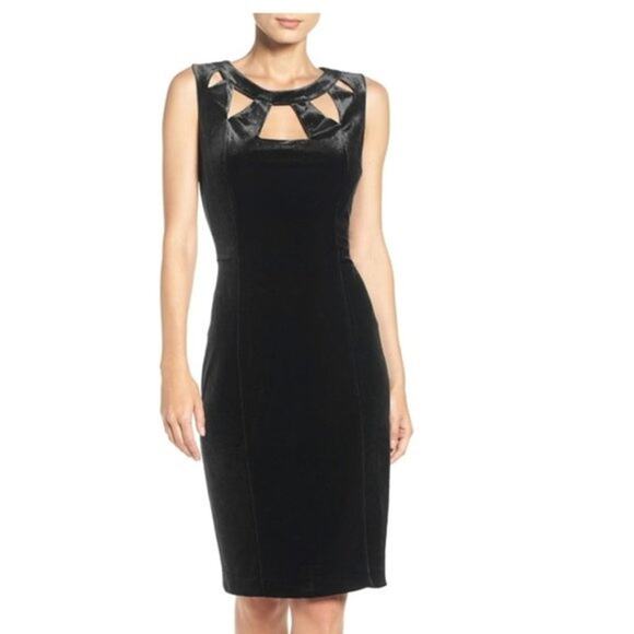 Eliza J Velvet Cutout Sheath Dress Black 22W NEW Cocktail Party Formal - Picture 1 of 9